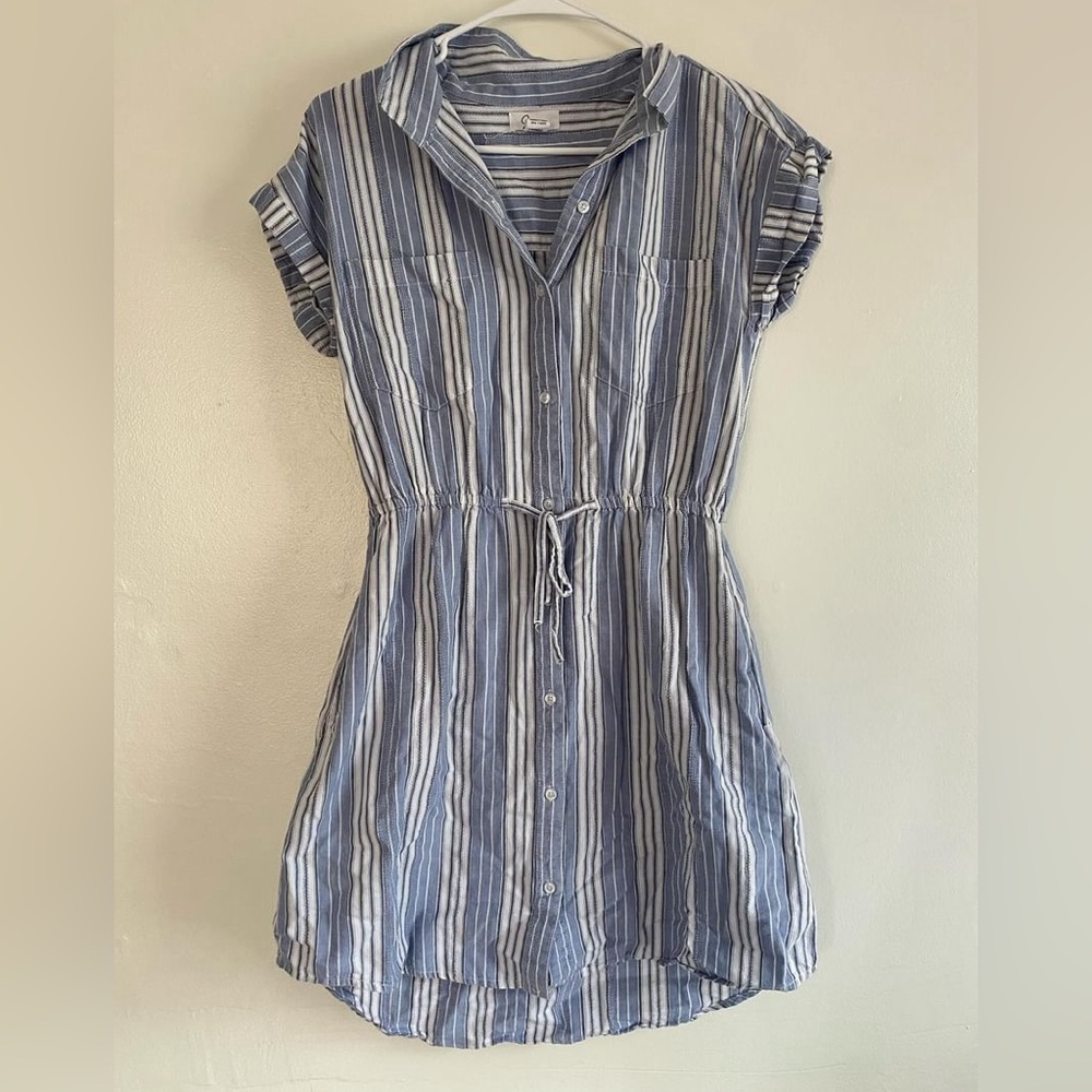 Blue and white stripped dress